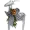 6.25" Silver Metal Reindeer Christmas Ornament with Black Gingham Bowtie & Pine